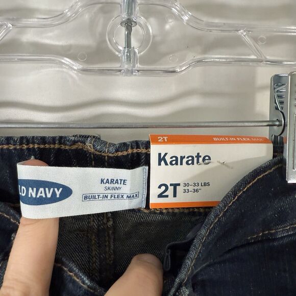 New Old Navy Karate Jeans Toddler 2T Dark Wash Denim Built In Flex Button Zip - Picture 5 of 10